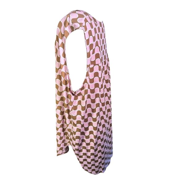 Cato Womens Sleeveless Pink Brown Wave Print Tunic Top With Button Details 18/20 - Picture 7 of 8